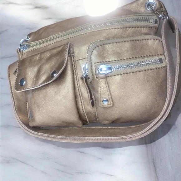 Vintage Fossil Sutter metallic bronze leather crossbody Y2k - Picture 6 of 15